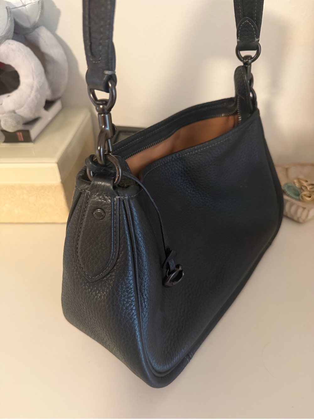 Coach Black Pebbled Leather Shoulder Bag - Picture 8 of 9